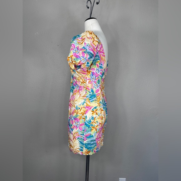 Nasty Gal Floral Knot Front Puff Sleeve Mini Dress size 8 - Picture 7 of 10